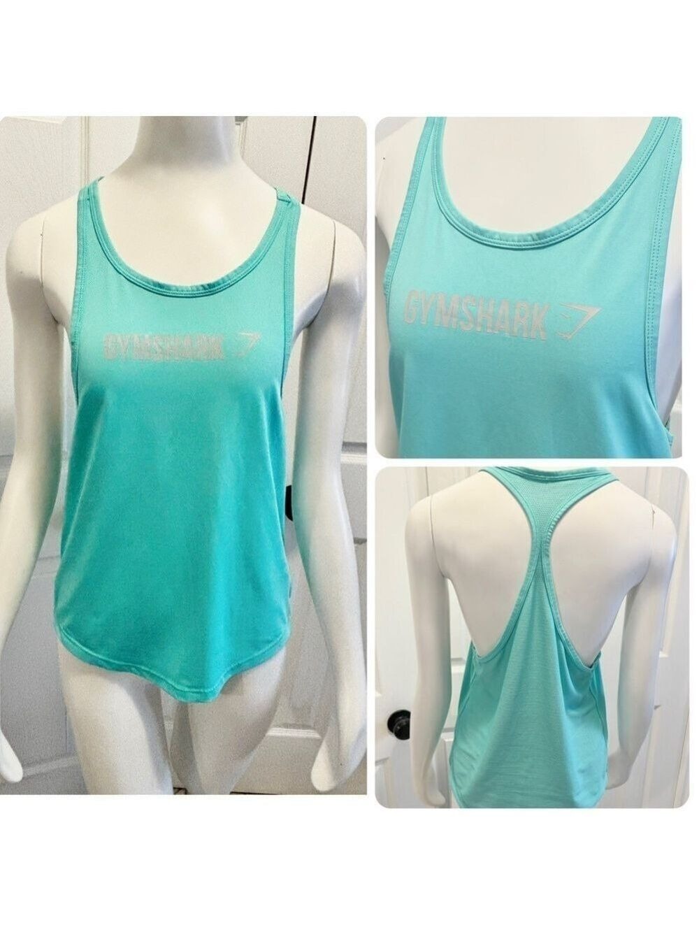 GYMSHARK Tank Top Racerback Aqua Mesh Size XS